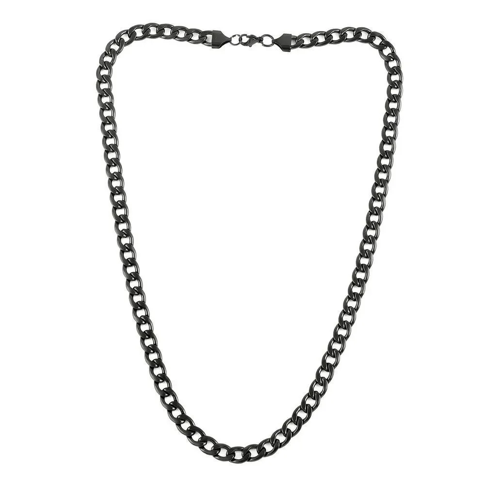 Curb Necklace 24 Inches in ION Plated Black